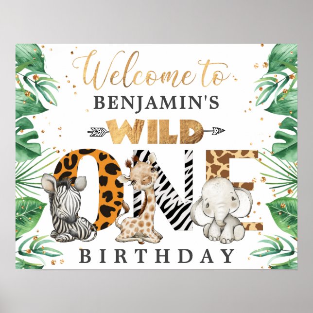 Poster Safari Wild primeiro aniversario Party (Frente)