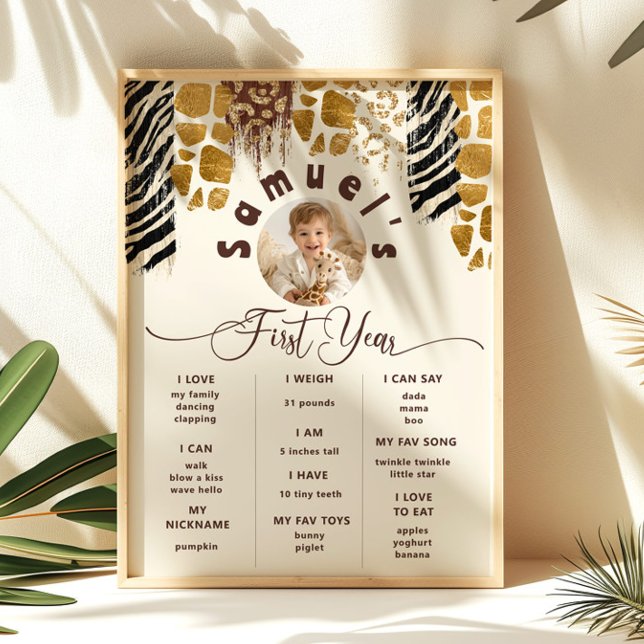 Poster Safari Wild, uma foto de aniversário Milestone (Criador carregado)