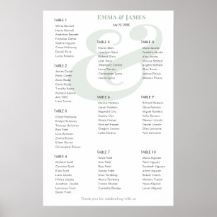 Poster Sage Ampersand Casamento Gráfico de Assentos 10