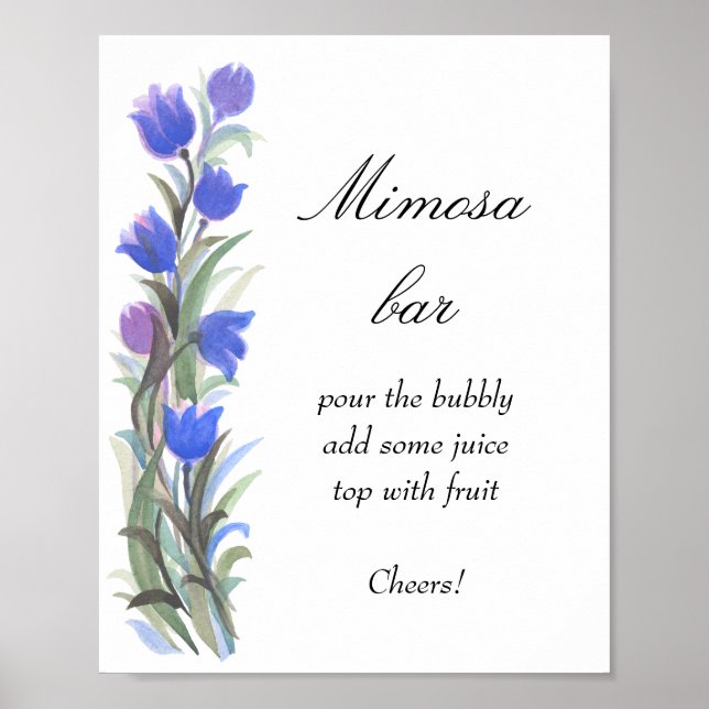 Poster Sage azul flores silvestres Mimosa bar     (Frente)