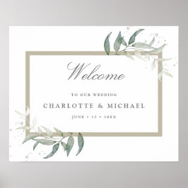 Poster Sage blush azul verde casamento bem-vindo