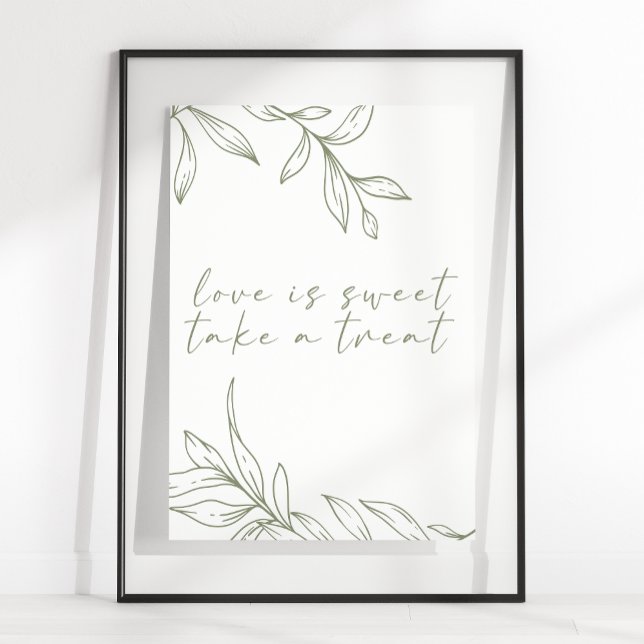 Poster Sage Boho Flor Simples Casamento O Amor É Doce (Criador carregado)