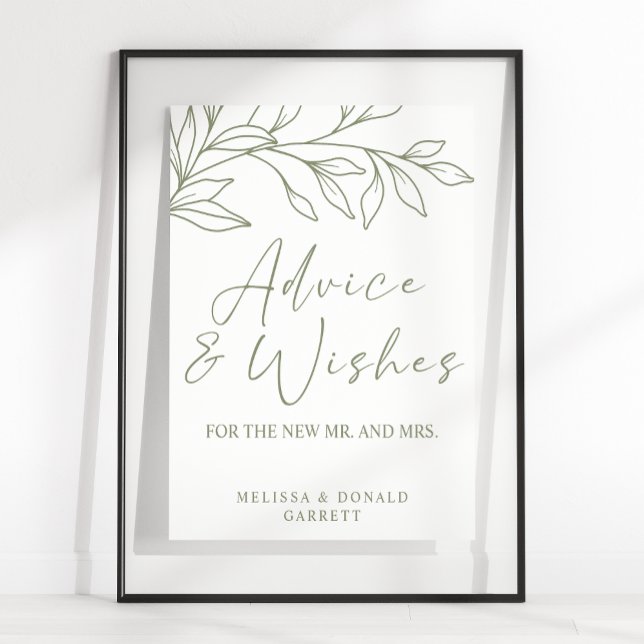 Poster Sage Boho Flor Simples Conselho e Desejos de Casam (Criador carregado)