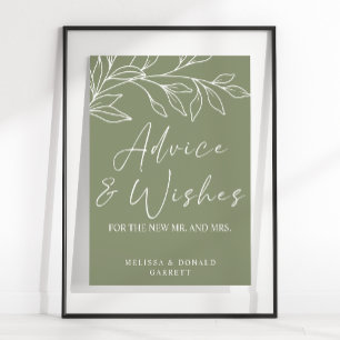 Poster Sage Boho Flower Wedice Advice & Wish