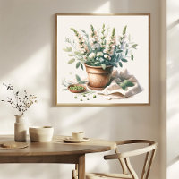 Sage e Flores de Ervilha Doce no Pote de Argila