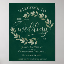 Poster Sage & Emerald Wedding Sinal de Boas-vindas