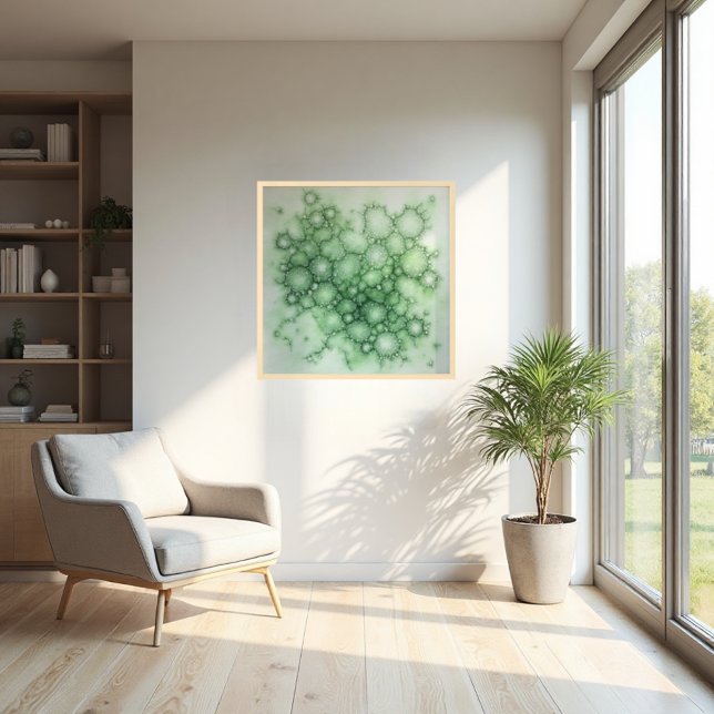 Poster Sage Fenestrated Lichen Abstrato - Orgânico Modern (Sophisticated sage lichen art on high-quality paper. A nature-inspired modern focal point.)