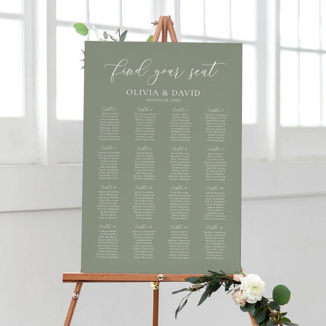Poster Sage Green 16 Mesas Encontre seu gráfico de assent (Criador carregado)