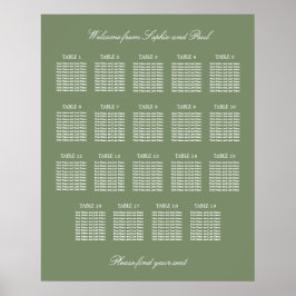 Poster Sage Green 19 Gráfico de Mesa de Casamento de Casa