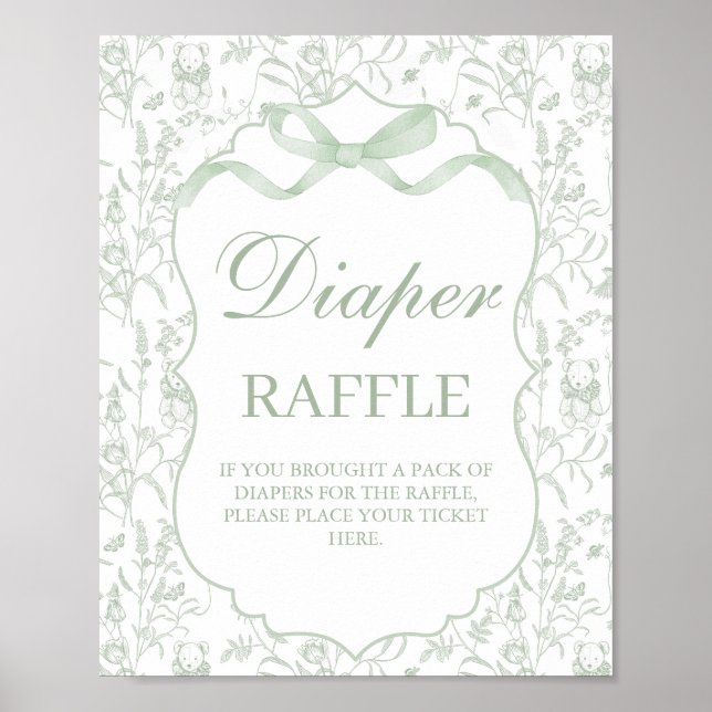 Poster Sage Green Arco Chá de fraldas Boy Fralda (Frente)