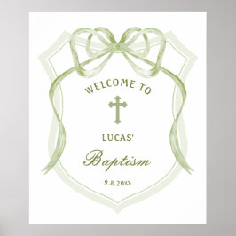 Poster Sage Green Arco Crest Baptism Bem-vindo