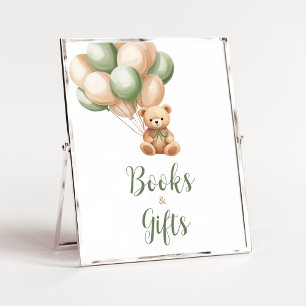 Poster Sage Green Bear Balloon Livros e presentes