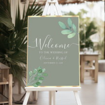 Sage Green Botanical Weding Sign