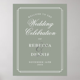 Poster Sage Green Chic Art Deco Sinal de Boas-vindas