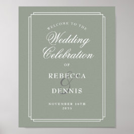 Poster Sage Green Chic Art Deco Sinal de Boas-vindas