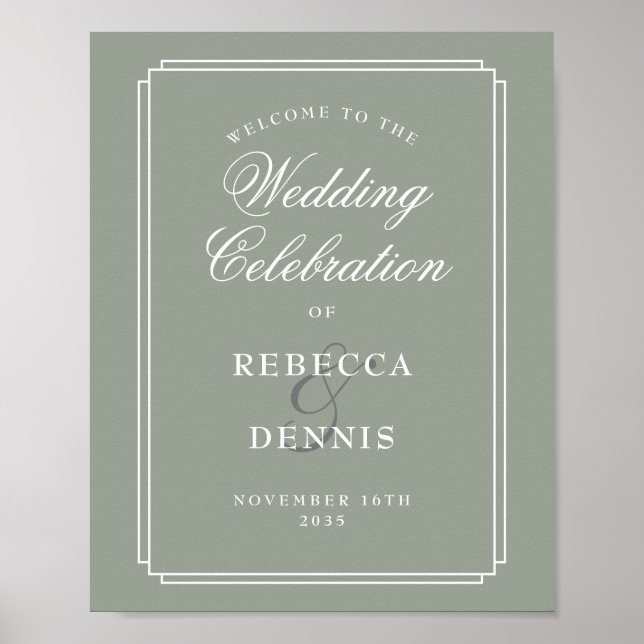 Poster Sage Green Chic Art Deco Sinal de Boas-vindas (Frente)