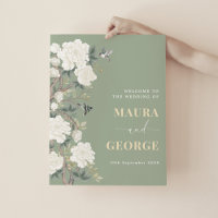 Sage Green Chinoiserie Floral Weding Bem-vindo