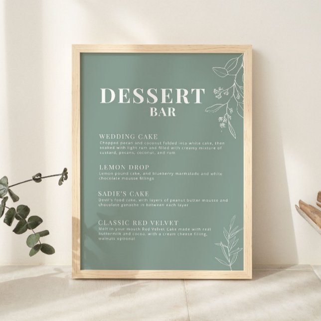 Poster Sage Green Dessert - Sinal de casamento do Bar (Criador carregado)