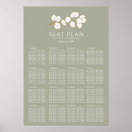 Poster Sage Green Dourado Eucalyptus deixa gráficos senta