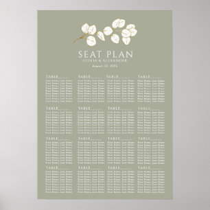 Poster Sage Green Dourado Eucalyptus deixa gráficos senta