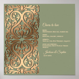 Poster Sage Green e Dourado símbolo do menu Elegante de l