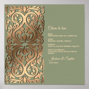 Poster Sage Green e Dourado símbolo do menu Elegante de l