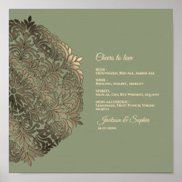 Poster Sage Green e Dourado símbolo do menu Elegante de l