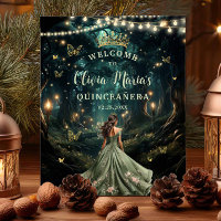 Sage Green Encantada Floresta Quinceañera Bem-vind