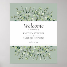 Poster Sage Green Eucalyptus Wedding Welcome 