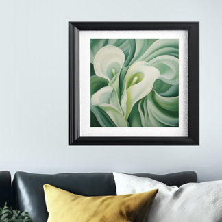 Poster Sage Green Floral Semi-Abstrato
