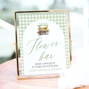 Poster Sage Green Gingham Fresco Do Bar De Flor Do Mercad