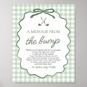Poster Sage Green Gingham Golfe Uma Mensagem do Bebê