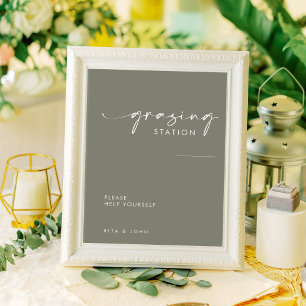 Poster Sage Green Grazing Station - Mesa Sinal de Casamen