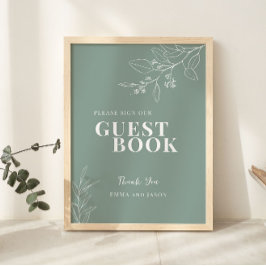 Poster Sage Green Guest Book Weding Sign