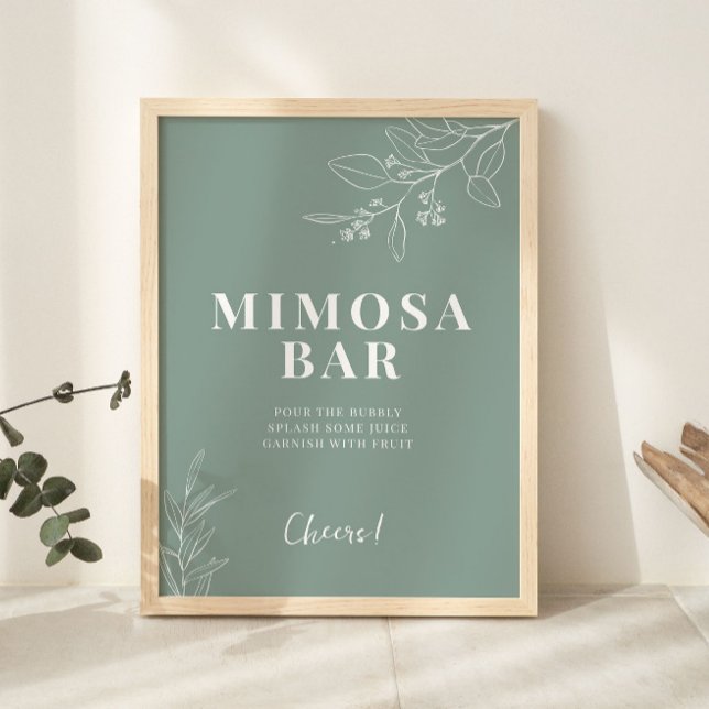 Poster Sage Green Mimosa - Sinal de Casamento do Bar (Criador carregado)