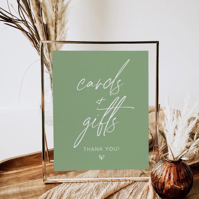 Poster Sage Green Minimalist Cards & Gifts Sign (Criador carregado)