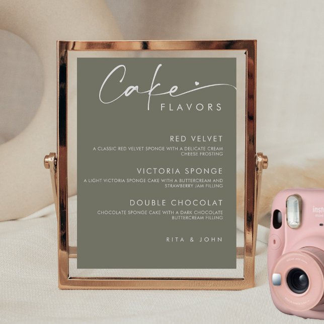 Poster Sage Green Modern Menu Cake Weding Sign (Criador carregado)
