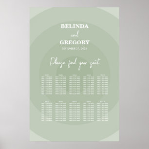 Poster Sage Green Modern Monogramas Gráfico de Casamento