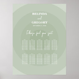 Poster Sage Green Modern Monogramas Gráfico de Casamento