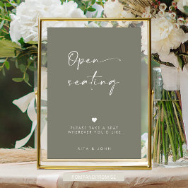 Poster Sage Green Modern Open Seating Sign