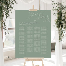 Poster Sage Green Olive Leaf Casamento Alfabético
