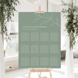 Poster Sage Green Olive Leaf Wedding 12 Seating Mesa Seat