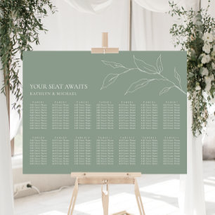 Poster Sage Green Olive Leaf Wedding 14 Seating Mesa Seat