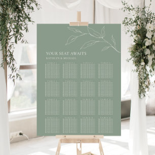 Poster Sage Green Olive Leaf Wedding 16 Seating Mesa Seat