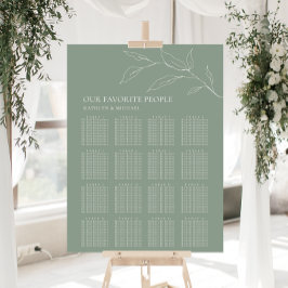 Poster Sage Green Olive Leaf Wedding 16 Seating Mesa Seat