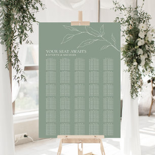 Poster Sage Green Olive Leaf Wedding 30 Seating Mesa Seat