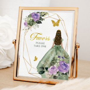 Poster Sage Green Purple Quinceañera Favorece Sinal