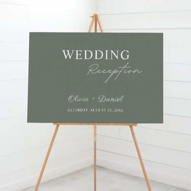 Poster Sage Green Recepção de casamento - Sinal de boas-v (Sage Green Wedding Reception Welcome Sign)