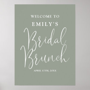 Poster Sage Green Script Bridal Brunt - Sinal de boas-vin
