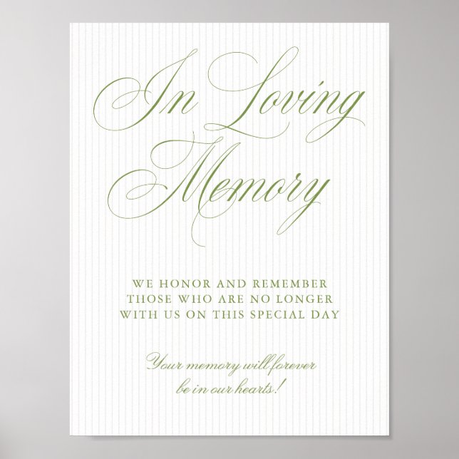 Poster Sage Green & Soft Beige In Loving Memory Sign (Frente)